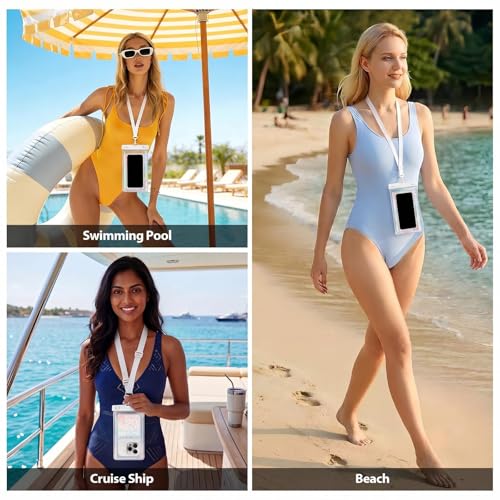Floatable Waterproof Phone Pouch/Case with Crossbody Lanyard for iPhone 17 16 Pro Max/15/14, IP68 Cellphone Dry Bag Beach Cruise Ship Essentials, 1 Pc-Iridescent Star Style-7″ - color: A7-Iridescent star style