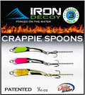 IRON DECOY Spoon Fishing Lures 3-Pack, Multi-Species Metal Spoons for Trout, Walleye, Bass, Salmon, Pike, Ice Fishing & Trolling, Vibrating Spoon Lure Kit - color: Crappie, 1/10 oz