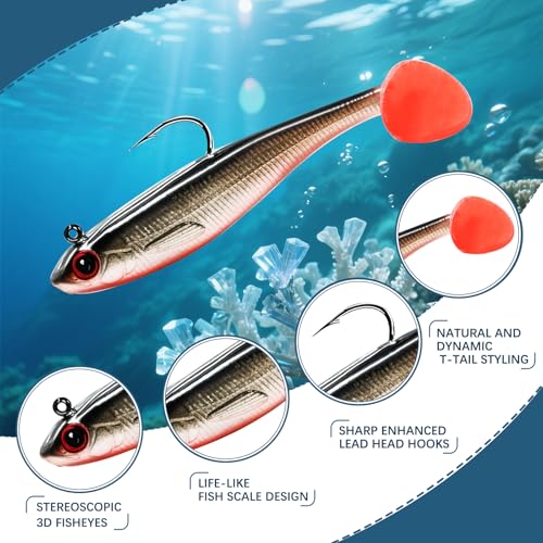9KM DWLIFE Fishing Lures Pre-Rigged Soft Fishing Lures Bass Bait for Freshwater Saltwater Soft Plastic Lures for Bass Trout Walleye Fishing Gift