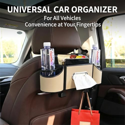4-in-1 car organizer back seat, Multi-Pocket backseat car cup holder, Universal back seat cup holders for cars, car organization, for Travel & Daily Use (METER) - color: METER