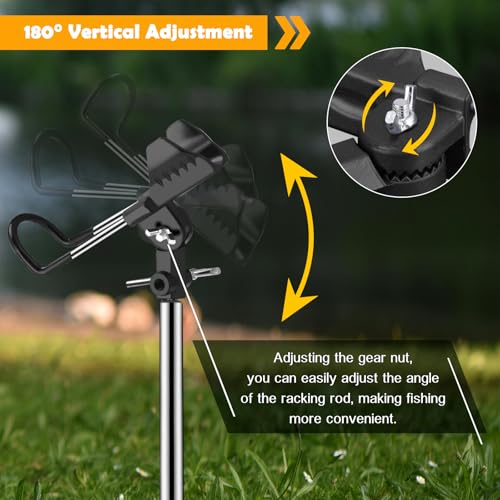 Fishing Rod Holders, Fishing Pole Holders for Ground, Multifunctional Stainless Steel Beach Fishing Rod Holder Fishing Gifts for Men(2 Pack ) - color: Black