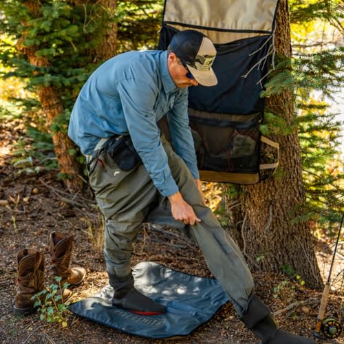 RiverSmith Fly Fishing Wader & Boot Bag – Gear-Roll Wader Bag with Changing Mat, Waterproof Pocket, Rod & Net Storage – Fly Fishing Gear Organizer – Gray Cadmium - color: Gray Cadmium