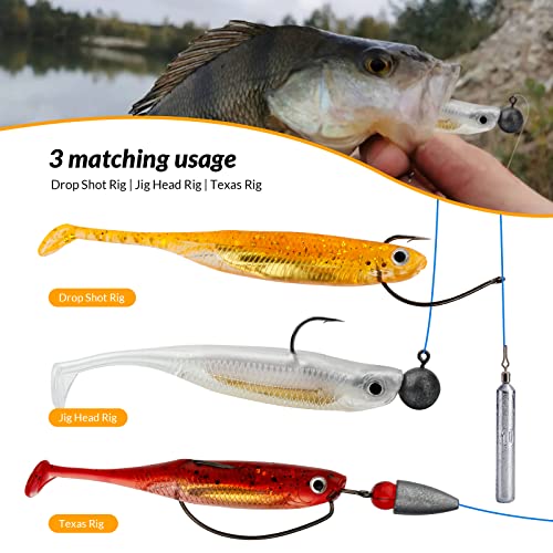 QualyQualy Soft Plastic Swimbait Paddle Tail Shad Lure Soft Bass Shad Bait Minnow Paddle Tail Swim Bait for Bass Trout Walleye Crappie - 2.75in, 3.14in, 3.94in, 5in - color: 13#, size: 2.75in - 6Pcs