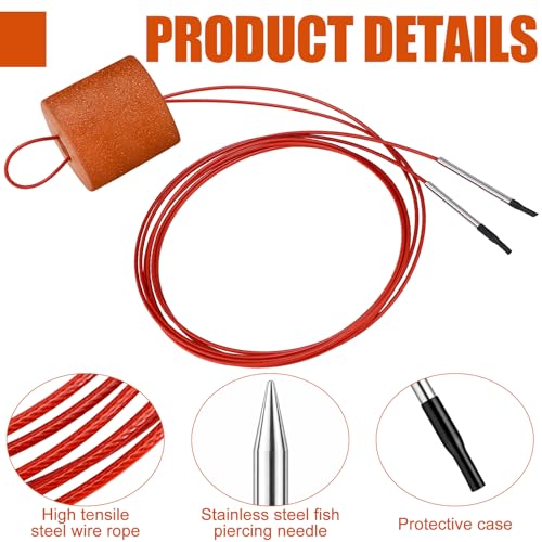 2 Pcs Fishing Stringer Heavy Duty with Float, Fish Stringer System, 15 ft 550lbs Fishing Holder with Metal Needle, Durable Rubber for Caught Fish Freshwater Saltwater Angling - color: Red