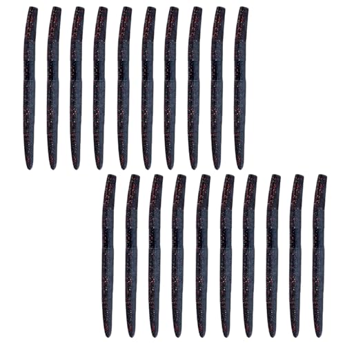Soft Plastic Worms for Bass Fishing 20pcs FS/RE-09 | Salted ,Soft Plastic ,Fishing Lures ,with Hook Slot ,5.31in ,Saltwater Freshwater ,Bass Baits - color: Color F