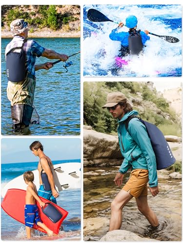 HEETA Waterproof Dry Bag for Women Men, 5L/10L/20L/30L/40L Roll Top Lightweight Dry Storage Bag Backpack with Emergency Whistle for Travel, Kayaking, Boating, Camping, Beach, Cruise Ship Essentials - color: Dark Blue, size: 5L