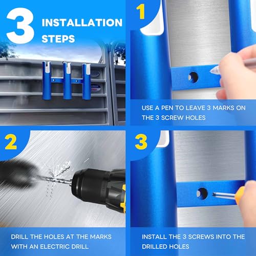 Aluminium Fishing Rod Holders for Boat, Wall-Mounted Fishing Pole Roof Rod Rack,Surf Fishing Rod Holder for Truck, Boats & Yacht - color: 3 Tubes Blue
