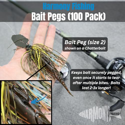 Bait Pegs (100 Pack) - Rubber pegs for Pegging Soft Plastic Fishing Lures to Hooks, jigs, chatterbaits, etc [Select Size] - size: Size-1