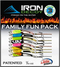IRON DECOY Spoon Fishing Lures 3-Pack, Multi-Species Metal Spoons for Trout, Walleye, Bass, Salmon, Pike, Ice Fishing & Trolling, Vibrating Spoon Lure Kit - color: Family 8-Pack, 1/10 oz
