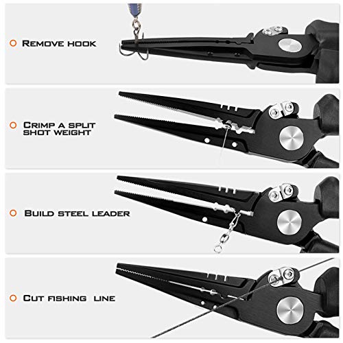 KastKing Speed Demon Pro Fishing Pliers, 420 Stainless Steel, Fishing Tools, Saltwater Resistant Fishing Gear, Tungsten Carbide Cutters, Corrosion Resistant Coating, SuperPolymer Grip Handles - color: D: 8.5'' Straight Nose