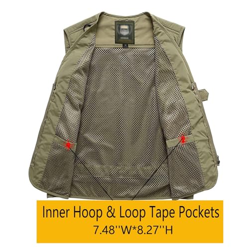 Flygo Men's Casual Lightweight Outdoor Fishing Work Safari Travel Photo Cargo Vest Jacket Multi Pockets - color: Black, size: Large