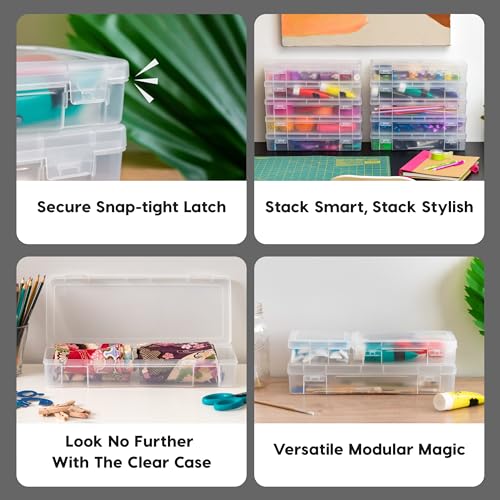 IRIS USA Clear Storage Cases, 10-Pack, |Made in USA|, Plastic Bead Organizing Containers with Snap Lid for Arts, Crafts, Ephemera, Stickers, & Dance Cheer, Clear - Large - size: 10 - Pack, style: Large