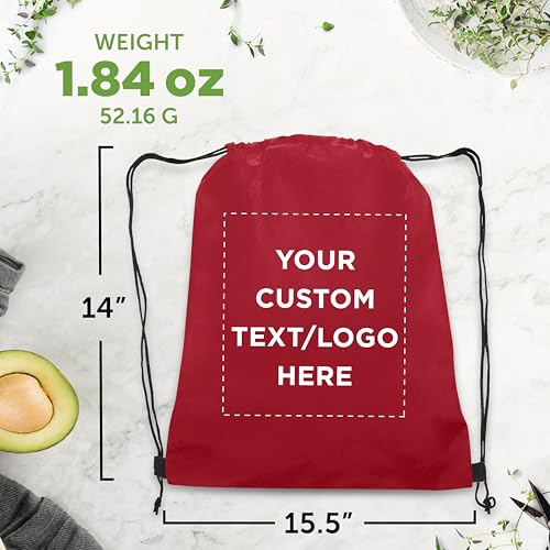 DISCOUNT PROMOS Custom Non-Woven Drawstring Backpacks Set of 10/50/100, Personalized Bulk Pack - color: Burgundy, size: 10/50/100