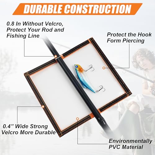 Fishing Lure Wraps, Fishing Hook Covers Durable Clear PVC Lure Covers Keeps Fishing Safe Easily See Lures Bait Storage Protector - color: Orange, size: Large-4pcs