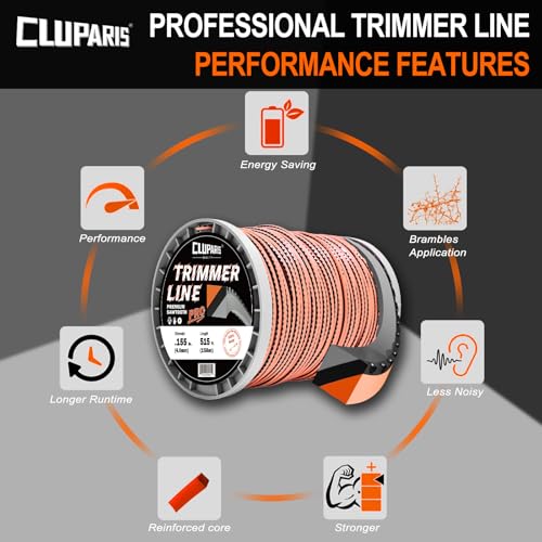 Cluparis .155-Inch Heavy Duty Trimmer Line, 5lb 515ft Professional Sawtooth Weed Eater String, 3-Component Tri-Extrusion for Extra Durability, Fits Echo Husqvarna Ryobi, with Super Line Cutter - color: 5 Pounds, size: 0.155 In - 515 Ft.