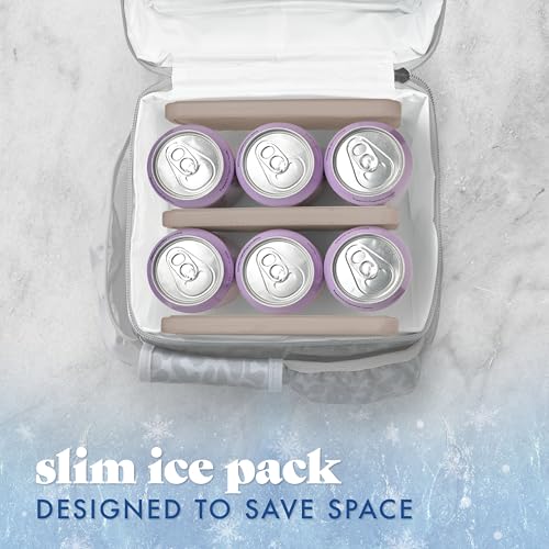 Cool Coolers by Fit & Fresh 4 Pack XL Slim Ice Packs, Quick Freeze Space Saving Reusable Ice Packs for Lunch Boxes or Coolers - color: Taupe (4 Pack)