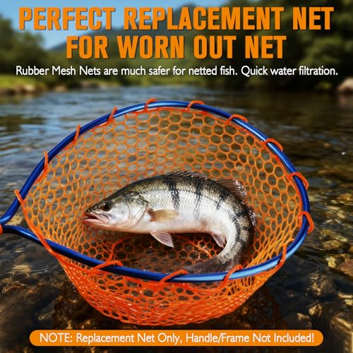Dovesun Rubber Fishing Net Replacement Netting Without Handle Clear Black Fishing Nets for Fish Fly Fish Landing Net Bag for Freshwater Saltwater Foldable Trout Net Rubber Mesh 5 Sizes White Black Red - color: Red, size: 12.5"dia-11.7"depth(39"Circumferen