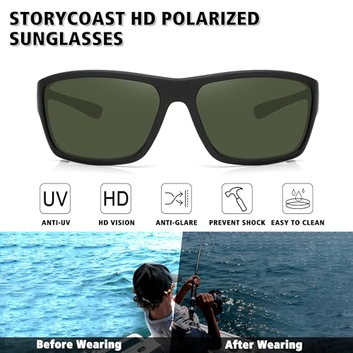 STORYCOAST Polarized Sports Sunglasses for Men Women Unbreakable Frame Cycling Fishing Driving - color: 3pack Black+black/Brown+black/Dark Green