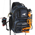 KastKing BaitSpace Fishing Sling Bag, Fishing Backpack with Rod & Beverage Holder, Tackle Bag for Fishing Gear - color: B: Blue Camo, size: Standard
