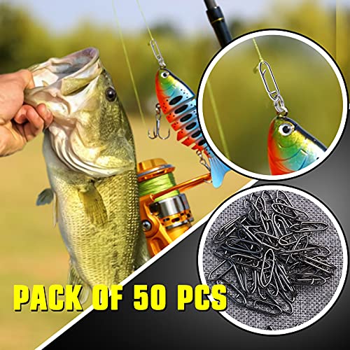 AMYSPORTS High Strength Fishing Snap Saltwater Stainless Connector Snaps Swivels Tackle Steel Power Fishing Clip Lure Quick Change Black Nickel - size: Size0 (44lb) 50 pcs