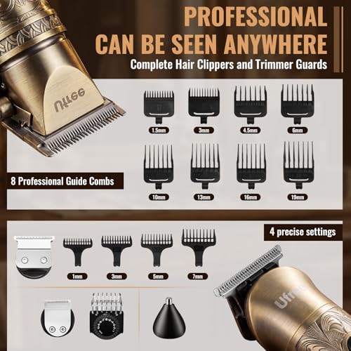 Ufree Beard Trimmer, Hair Clippers Mens Shaver Electric Razor, Hair Trimmer for Men Cordless Barber Clippers and Trimmers Set, Hair Cutting Kit for Men Grooming Gifts - color: Bronze