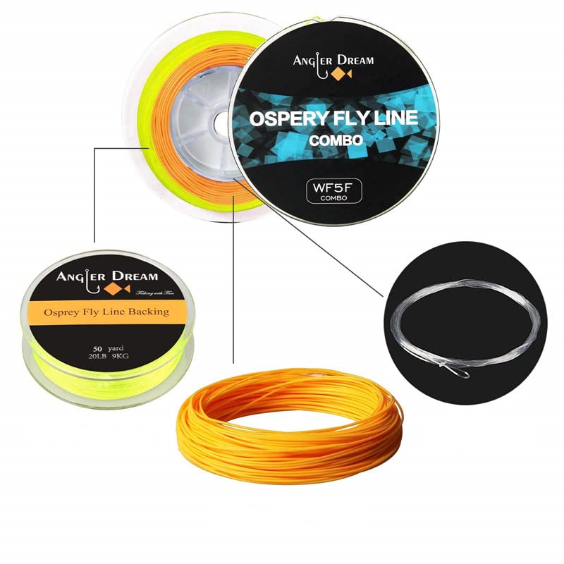 100FT WF3F WF5F WF8 Fly Fishing Line Combo Weight Forward Fly Line with Braided Backing Tapered Leader Preload Fly Line with Welded Loop - color: Orange, size: WF 5F Fly Line Combo