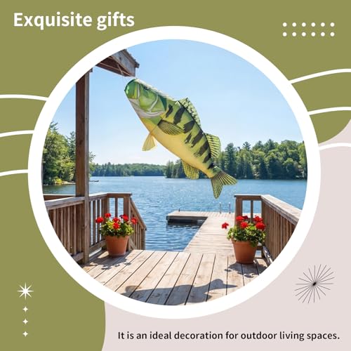 Newwiee 1 Pcs 45" Fishing Windsock for Outdoor Decor, Heavy Duty Fade Resistant Hanging Flag with Swivel Clip for Boat Dock Lake House Patio Yard, Fishing Gift for Men Dad Fisherman (Bass) - style: Bass