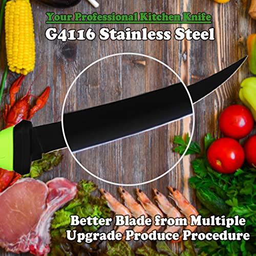 Fillet Knife, 7 Inches Professional Filet Knife for Fish, Stainless Steel Blade Fishing Knifes with Sharpener and Cutting Resistant Gloves, Fishing Stuff, Fishing Accessories, Green - color: Green