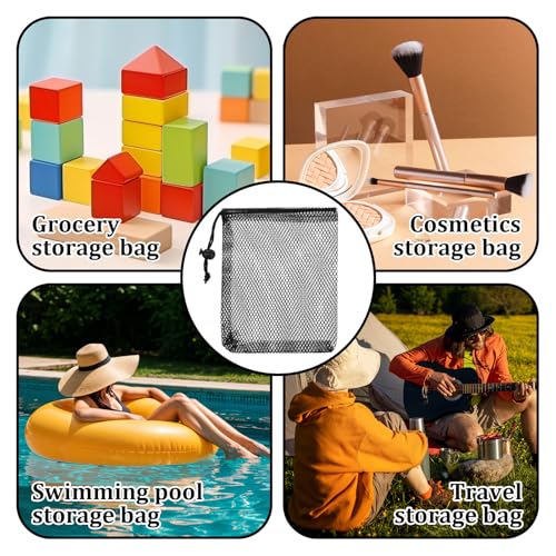 6Pcs Small Mesh Bags Black Small Drawstring Bags Nylon Bait Bag with Drawstrings Chum Bag for Saltwater Fishing Mesh Storage Drawstring Mini Travel Stuff for Lipstick Cosmetic Jewelry(2 Colour)