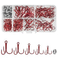 Fishing Treble Hooks Kit, Sharp Replacement Treble Hooks for Lures Baits, High Carbon Steel Fishing Hooks with Stainless Steel Split Rings Set for Bass Trout Walleye Pike - color: Red_180pcs
