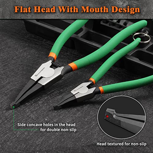 SPEEDWOX 2 Pcs Special Angle Tip Lock Ring Pliers Set for Removing & Installing Gearshift Locking & Spring Loaded Snap Rings - style: 8"&11" with hole