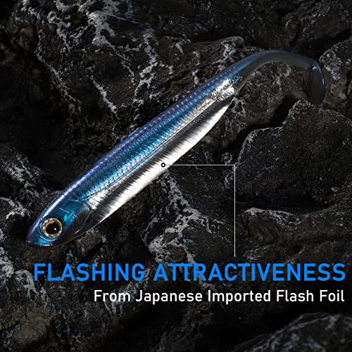 Dr.Fish Paddle Tail Swimbaits, Soft Fishing Lures for Bass Fishing 2.75-4.75 Inches, Freshwater & Saltwater Soft Plastic Baits Swim Shad Bait Minnow Lures Drop Shot - color: Pumpkinseed, size: 3.06"-6 Pack