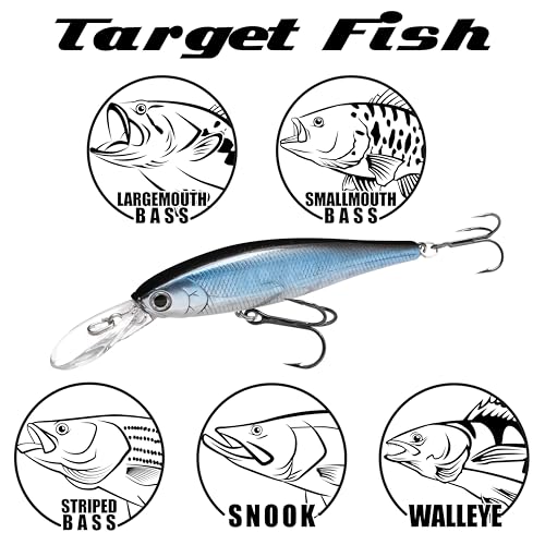 LUCKY CRAFT Pointer 78DD Freshwater Fishing Lure and Gear for Bass & Trout, 3 inch Deep Diving Suspending Jerkbait Fishing Line, Pressure-Ready Fish Bait, Premium Gear for Tackle Box, - color: 238 Ghost Minnow