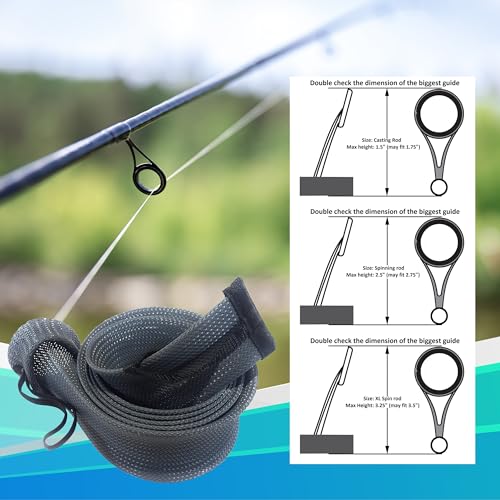 Reaction Tackle Rod Socks, Fishing Rod Sleeves and Covers for Spinning and Casting Rods, Breathable Mesh Rod Protectors with Elastic Band (2-Pack) - color: Swamp Green