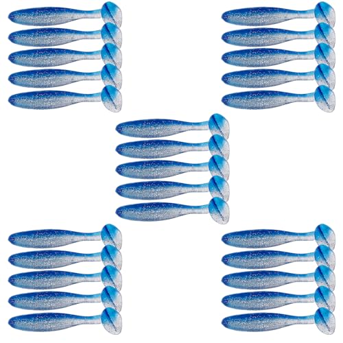Paddle Tail Swimbaits FS/RE-10 | for Bass Fishing,14 Colors ,Fishing Lures with Flash Blade,Freshwater Saltwater ,Bass Bait,for Trout Catfish Pike - color: Color G, size: 12cm,25pcs
