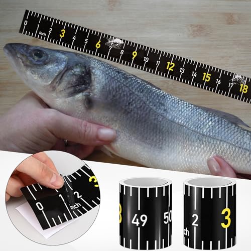 4 Pack Fishing Ruler for Boat 51 Self Adhesive Fishing Measuring Tape Fish Measuring Decals Waterproof Black Self Adhesive Measurings Ruler Sticker - color: Black