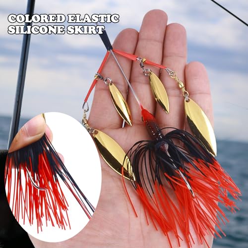 Multi-Blade Spinnerbait, Umbrella Rig Fishing Bass Kit，Snakehead Skirt Lure for Pike Bass Trout Salmon Freshwater（5pcs）