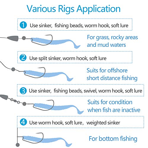 Bass Fishing Hooks 3X Strong Offset EWG Worm Hooks Jigs for Soft Plastic Bait Bass Trout Texas Rig 1-5/0 - size: 150PCS-5/0