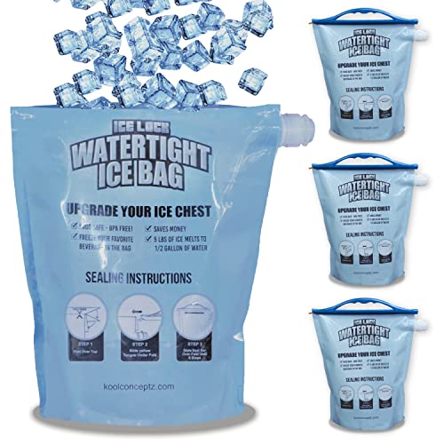 Large Leakproof Ice Bag. Reusable Ice Pack for Cooler - Long Lasting Instant Cooler Ice Packs - Drop in Cubed Ice to Make Cold, Dry Freezer Packs for Coolers - Drink Your Ice When It Melts - size: Large (96 fl oz) / 4 Pack