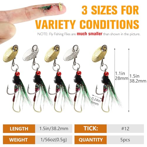 Dovesun Fly Fishing Lures Fly Fishing Flies Wet Fishing Flies Fishing Lures Fishing Spinner for Bass Sunfish Pike Trout 5PCS/10PCS - color: Tandem-5pcs, size: Hook Size 12#