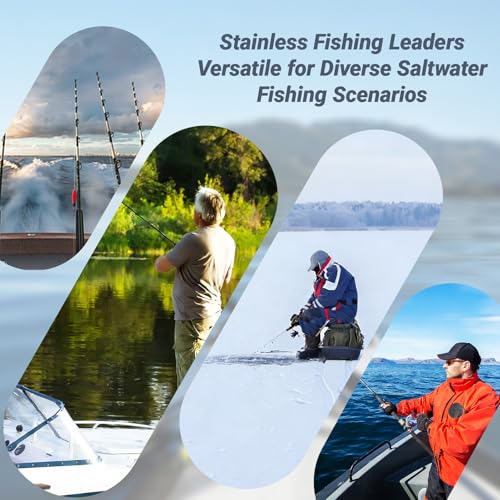 AMYSPORTS High Strength Fishing Leaders Rig Heavy Duty Fishing Leader Saltwater Line Stainless Wire Leaders Steel White Nickel 60pcs