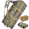 STOVER 45/80/100L Rolling Duffel Bag with Wheels, X-Large Durable Travel Duffle + Toiletry Bag, Heavy Duty, Packable with Shoulder Straps- Use as Luggage or Backpack (Camouflage) - color: Camouflage