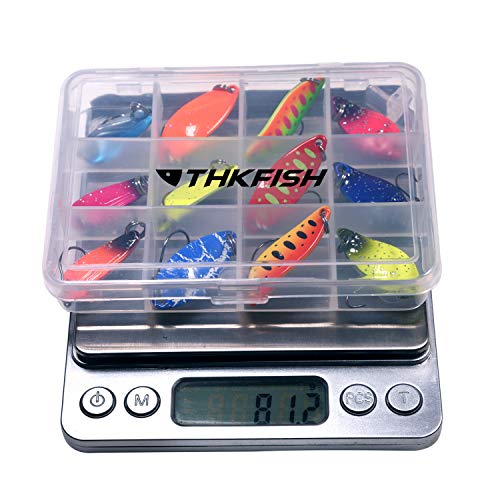 THKFISH Spoon Fishing Lures for Trout Spoons Hard Baits Single Hook Trout Lures Metal Fishing Lures for Char Perch 12Pcs/20Pcs/15Pcs - color: 12pcs
