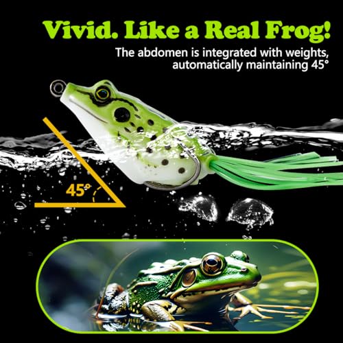 5PCS Frog Lure Kit - Topwater Fishing Lures for Pike, Snakehead & Freshwater Fish | Soft PVC Baits with Weedless Hooks - Perfect for Dense Vegetation | Ideal Lure Set for Anglers inSaltwater - color: 5pc, 1.97in/0.28oz, size: 1.97in/5cm