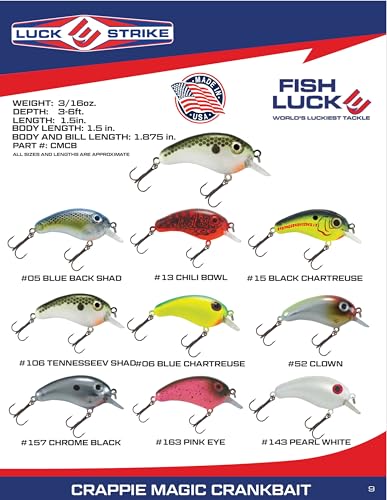 Luck E Strike Crappie Magic Crankbait (2 Inch Crappie Lure) Made in The USA - color: Blue Back Shad