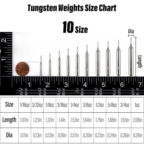Dr.Fish Tungsten Drop Shot Weights Pencil Skinny Sinkers with Barrel Swivels for Freshwater Bass Fishing Drop Shot Rig