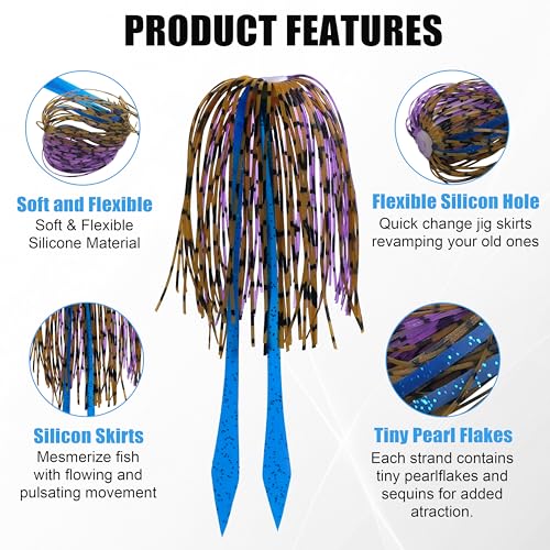 Silicone Jig Skirts Replacement Spinnerbait Skirts Fishing Lure Skirt Quick Change Umbrella Skirt for Spinnerbaits Buzzbaits Bass Fishing Jig Lure Making Supplies, 10/20pcs - color: 20 Packs