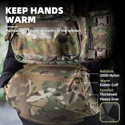 2 in 1 Handwarmer & Tactical Drop Pouch/Waist Bag. Plate Carrier Vest Chest Rig Hook Loop Dangler or 26-52 in Buckle Strap EDC Fanny Pack, Muff for Winter Outdoor/Camping/Hunting/Football/Fishing - color: CB