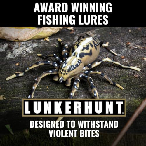 LUNKERHUNT Phantom Spider Lure for Bass Fishing (2.5 Inch) | Topwater Spider Fishing Lure with Natural Walking Action | Soft Hollow Body Weedless Hooks for Trout and Pike - color: Fang