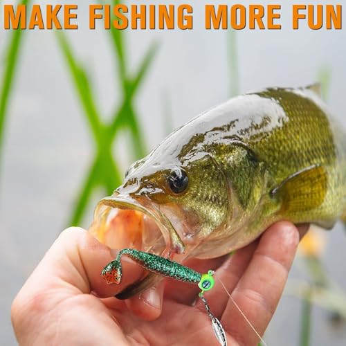 Dovesun Crappie Lures Kit Soft Plastic Baits Paddle Tail Swimbaits Fishing Soft Plastic Lures Crappie Walleye Trout Bass Fishing Baits 60pcs/75pcs - color: Duck Feet-1.7in-75pcs